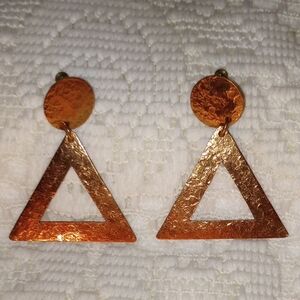 Vintage 1960's Hand Wrought Copper Screw Back Earrings By Gret Barkin